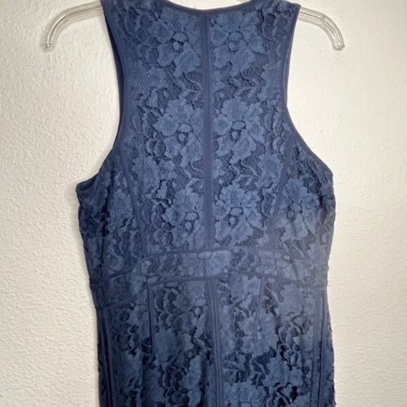 Donna Morgan Stunning Silk Lace Zip Navy Mini Shift Dress Sz 6 - Picture 3 of 15